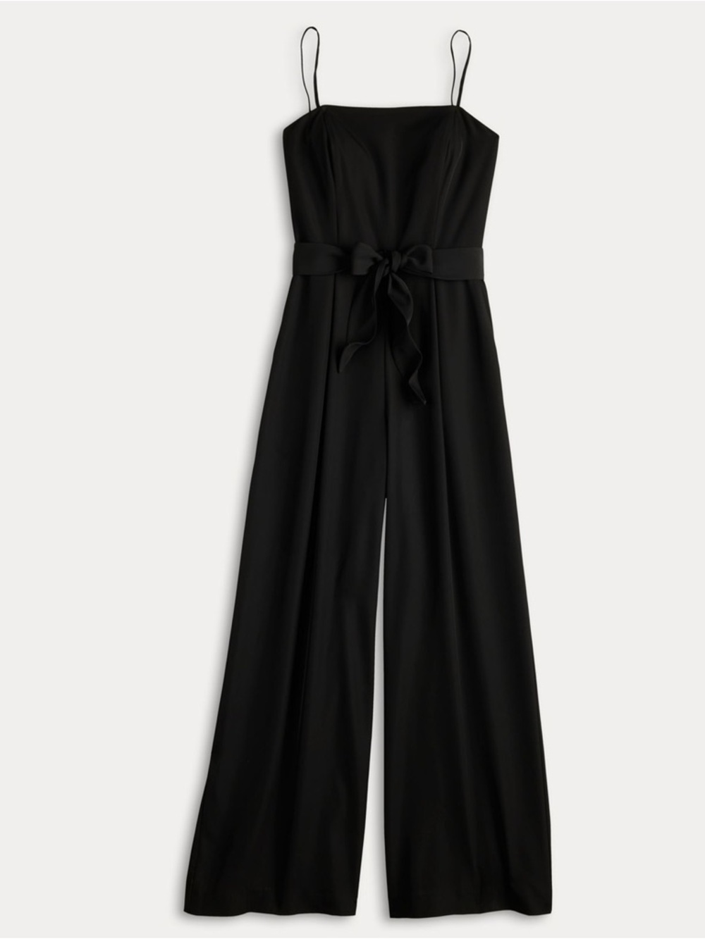 Nine West Black Spaghetti-Strap Wide-Leg Jumpsuit with Waist Tie